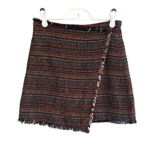 𝅺ZARA Brown Tones Fringe Wrap Skirt